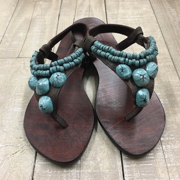 Mystique Boutique Shoes - Mystique Boutique Slingback Thong Leather Sandals 6